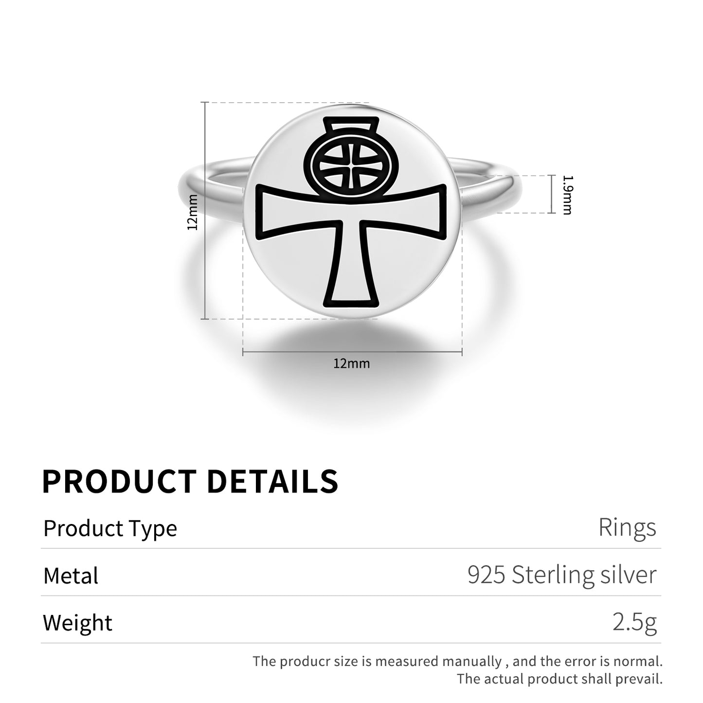 Ankh Knights Templar Templar Symbols Adjustable Open Ring
