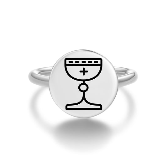 Holy Grail Templar Symbols Adjustable Open Ring