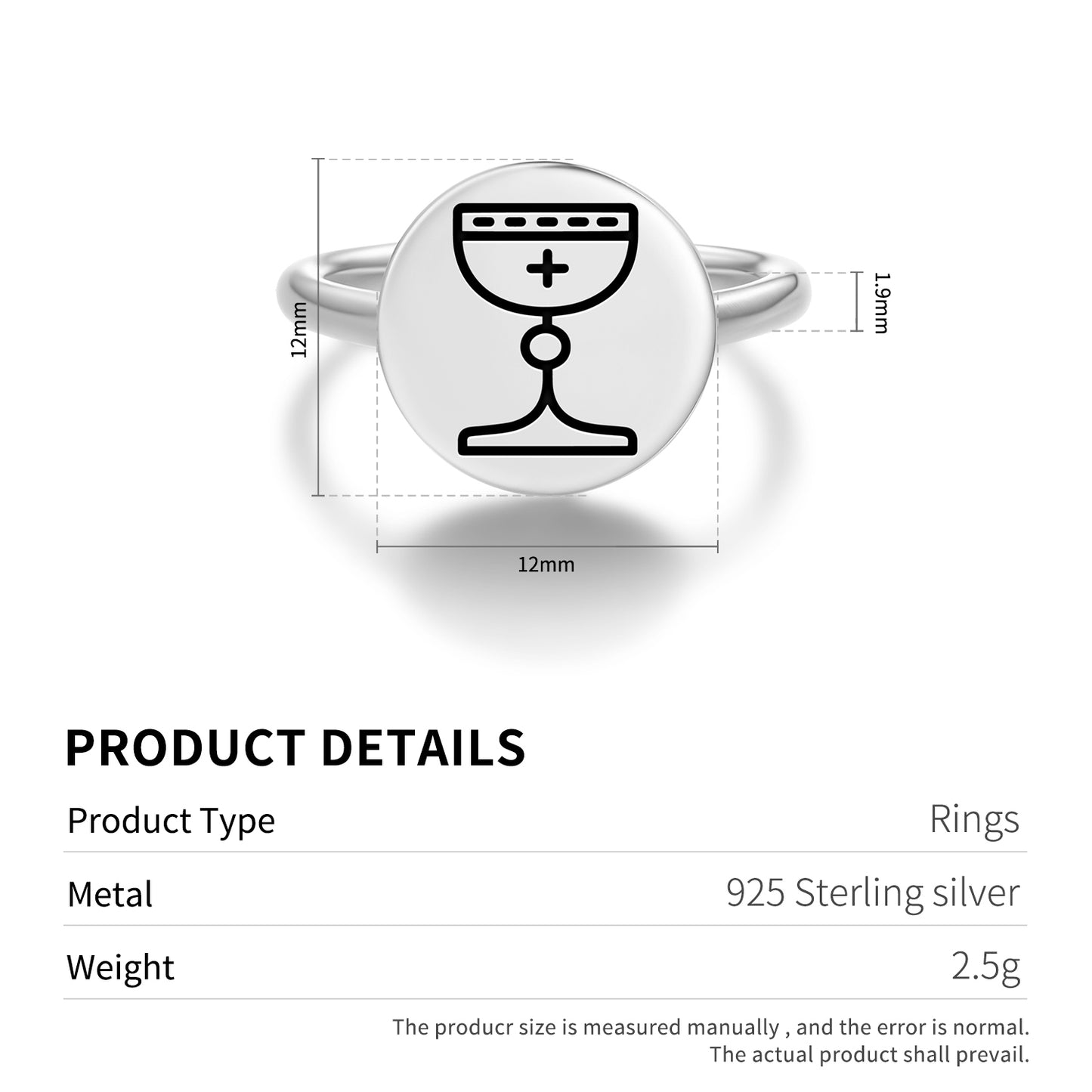 Holy Grail Templar Symbols Adjustable Open Ring