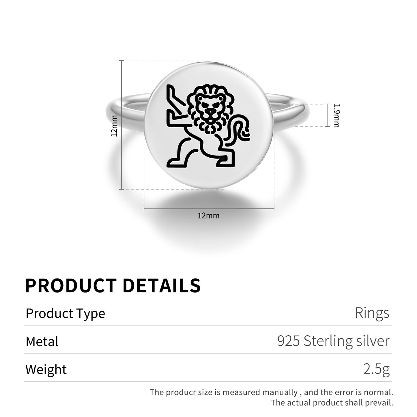 The Lion Templar Symbols Adjustable Open Ring