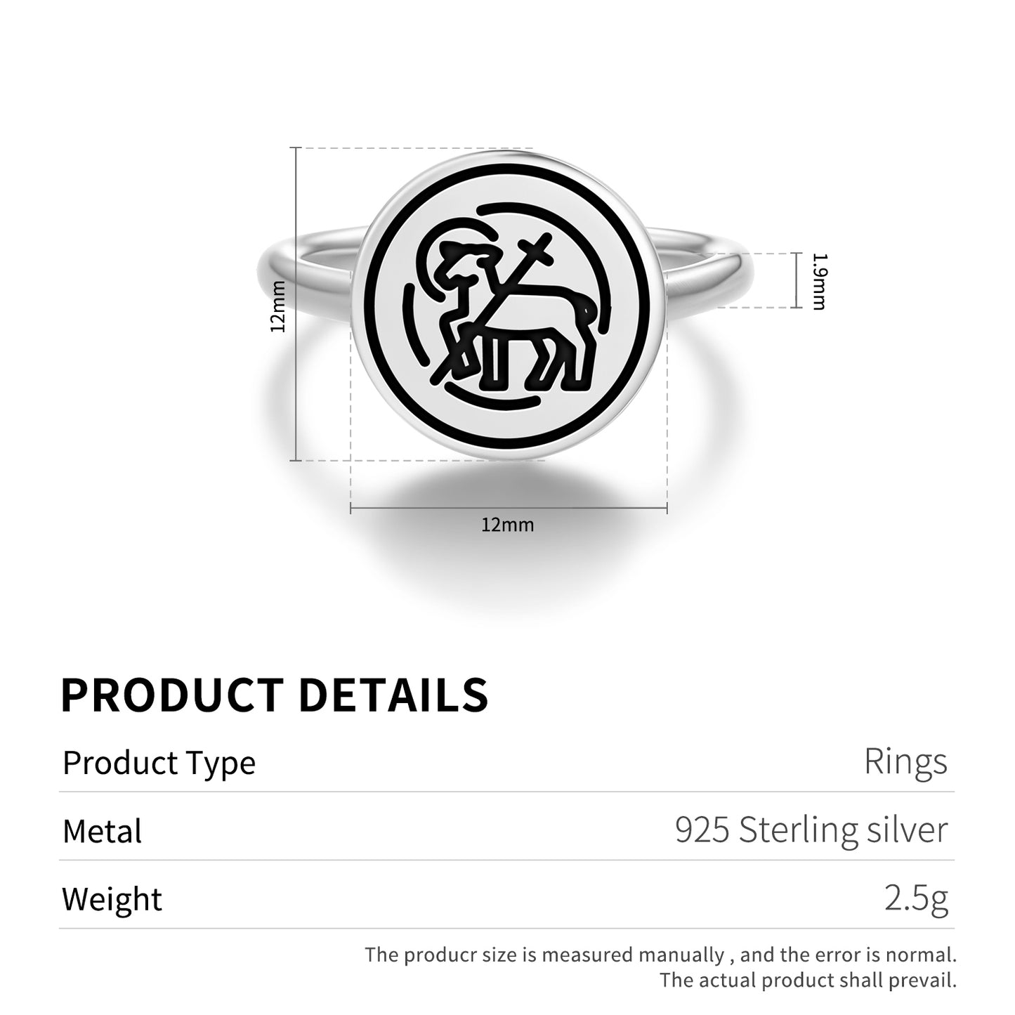 Agnus Dei Templar Symbols Adjustable Open Ring