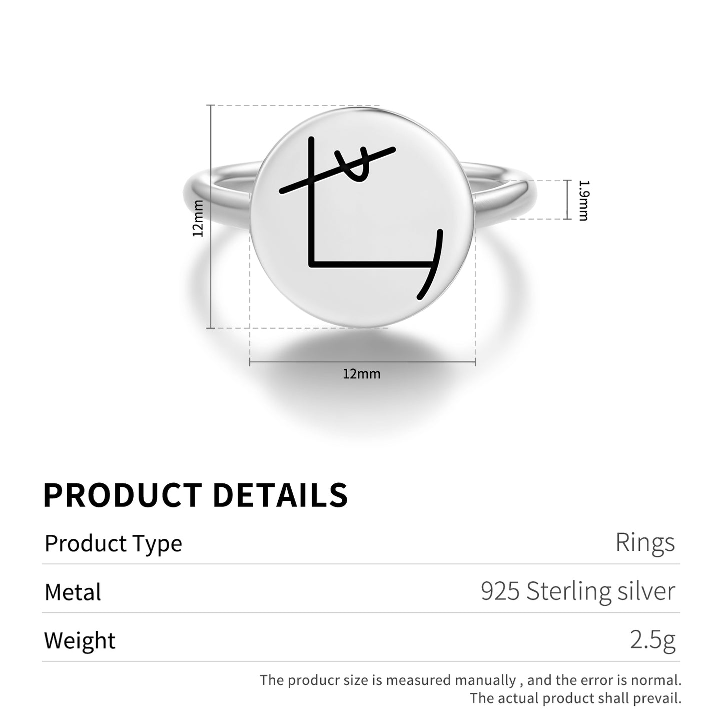 YOSHI TE Reiki Symbols Adjustable Open Ring