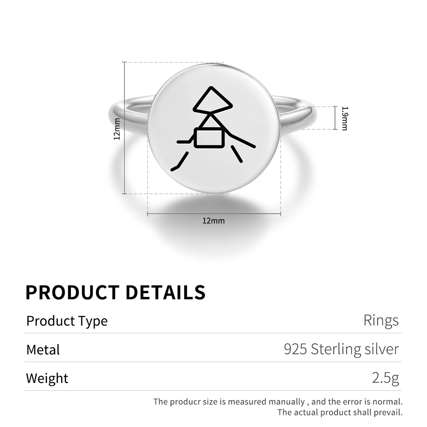 MIL QU ZOO Reiki Symbols Adjustable Open Ring