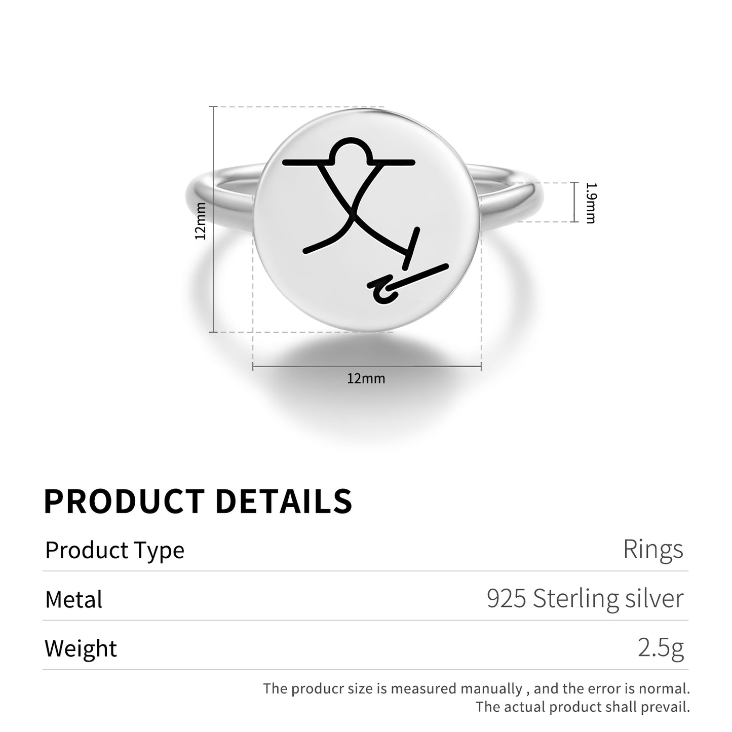 KI YIN CHI Reiki Symbols Adjustable Open Ring
