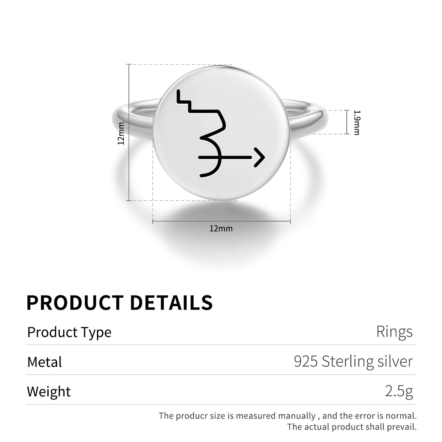 HANG SENG DOR Reiki Symbols Adjustable Open Ring
