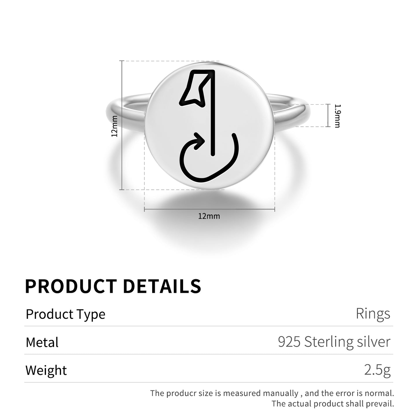 Biru Kai Reiki Symbols Adjustable Open Ring