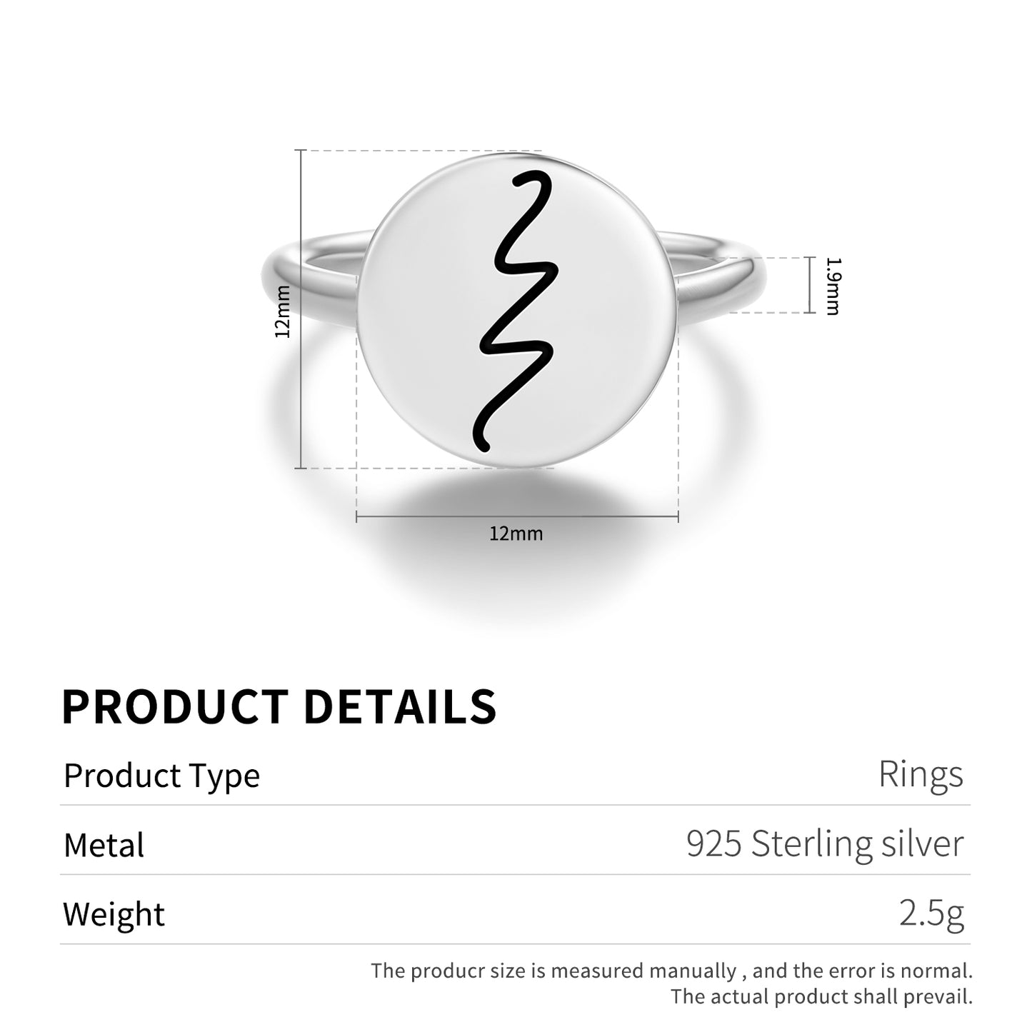 RAKU Reiki Symbols Adjustable Open Ring