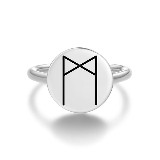 MANNAZ Reiki Symbols Adjustable Open Ring