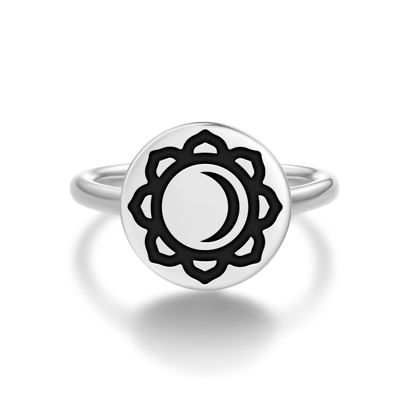Chandra Hindu Symbols Adjustable Open Ring