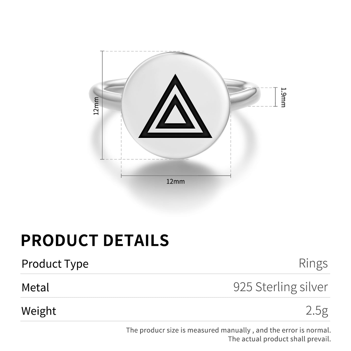 Trikona Hindu Symbols Adjustable Open Ring