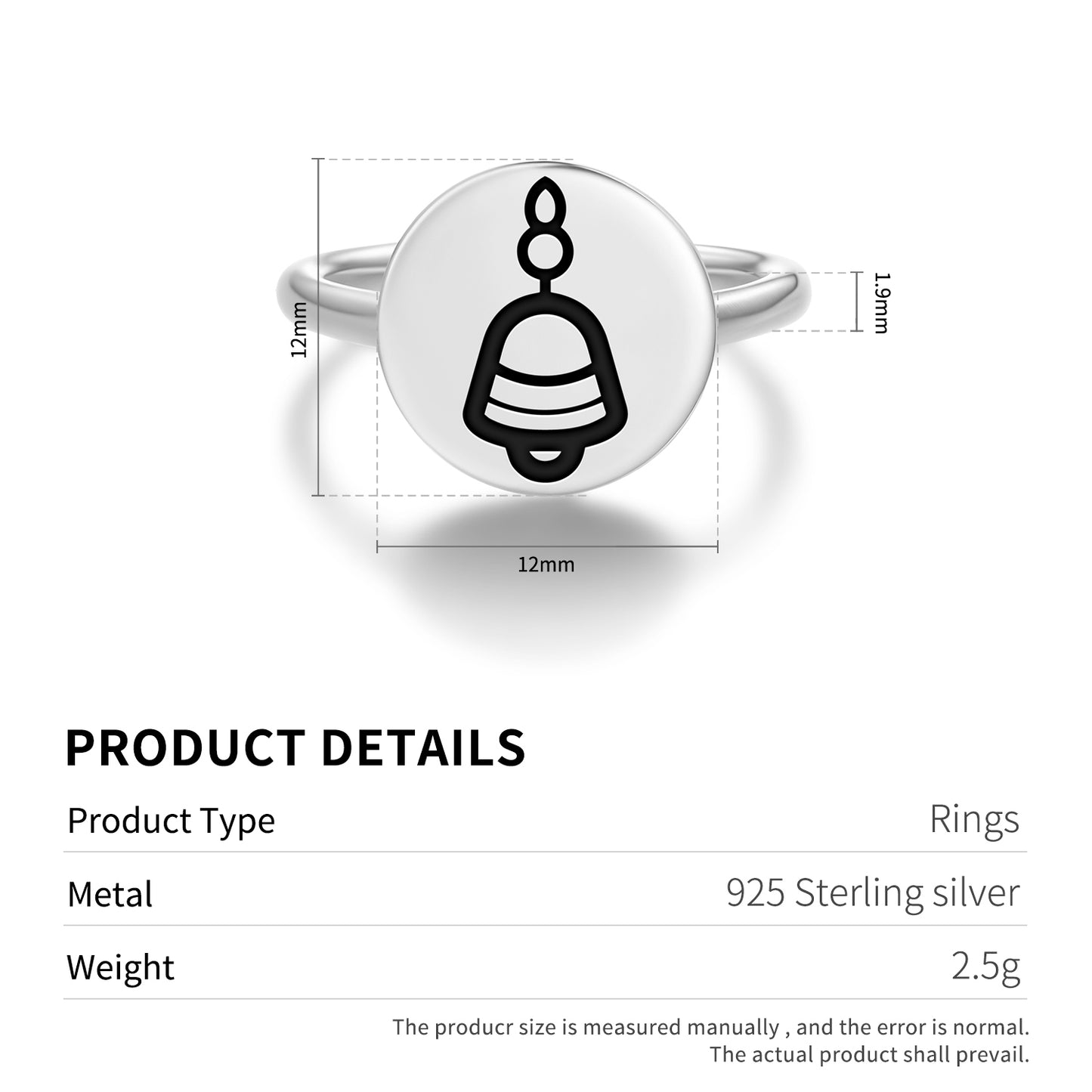 Ghanta Hindu Symbols Adjustable Open Ring