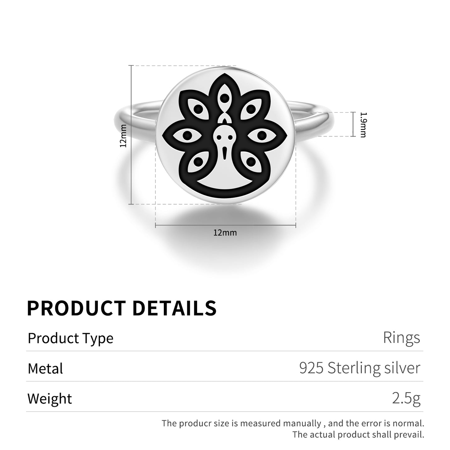 Mayil Mayur Hindu Symbols Adjustable Open Ring