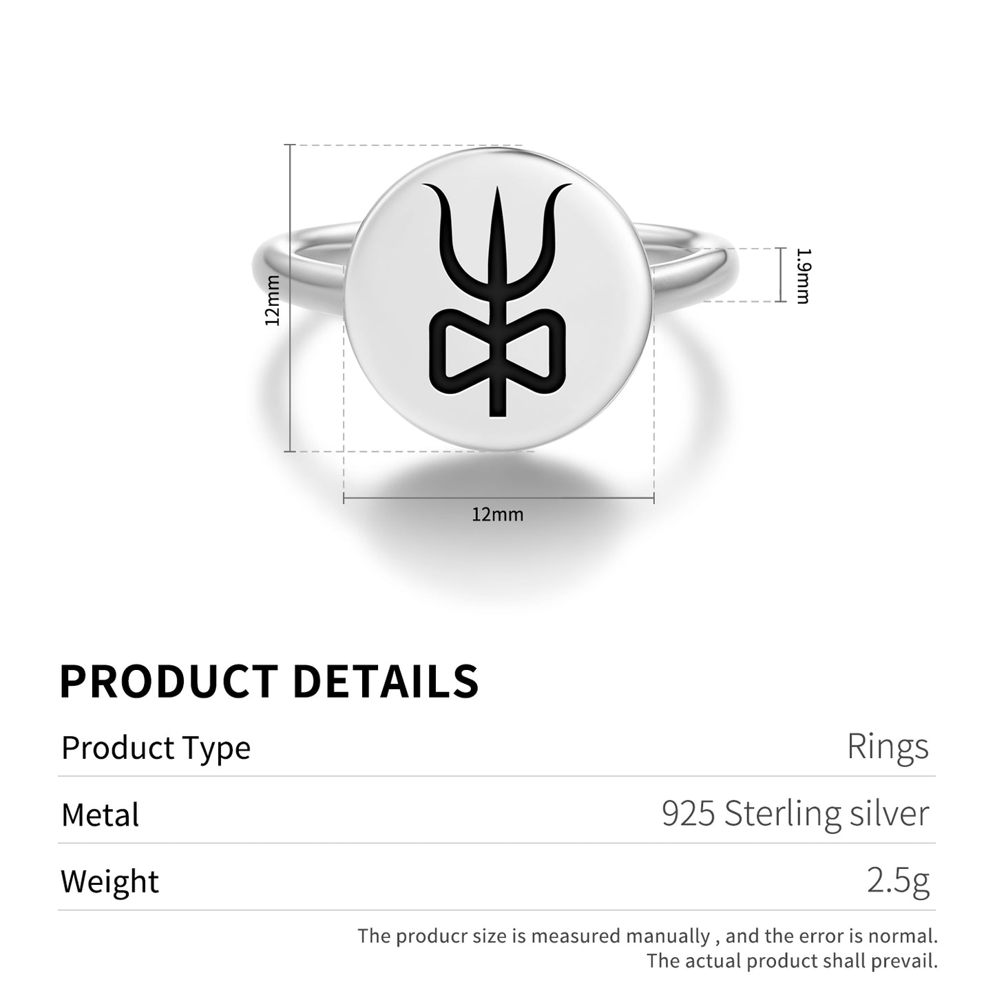 Shiva trident Hindu Symbols Adjustable Open Ring