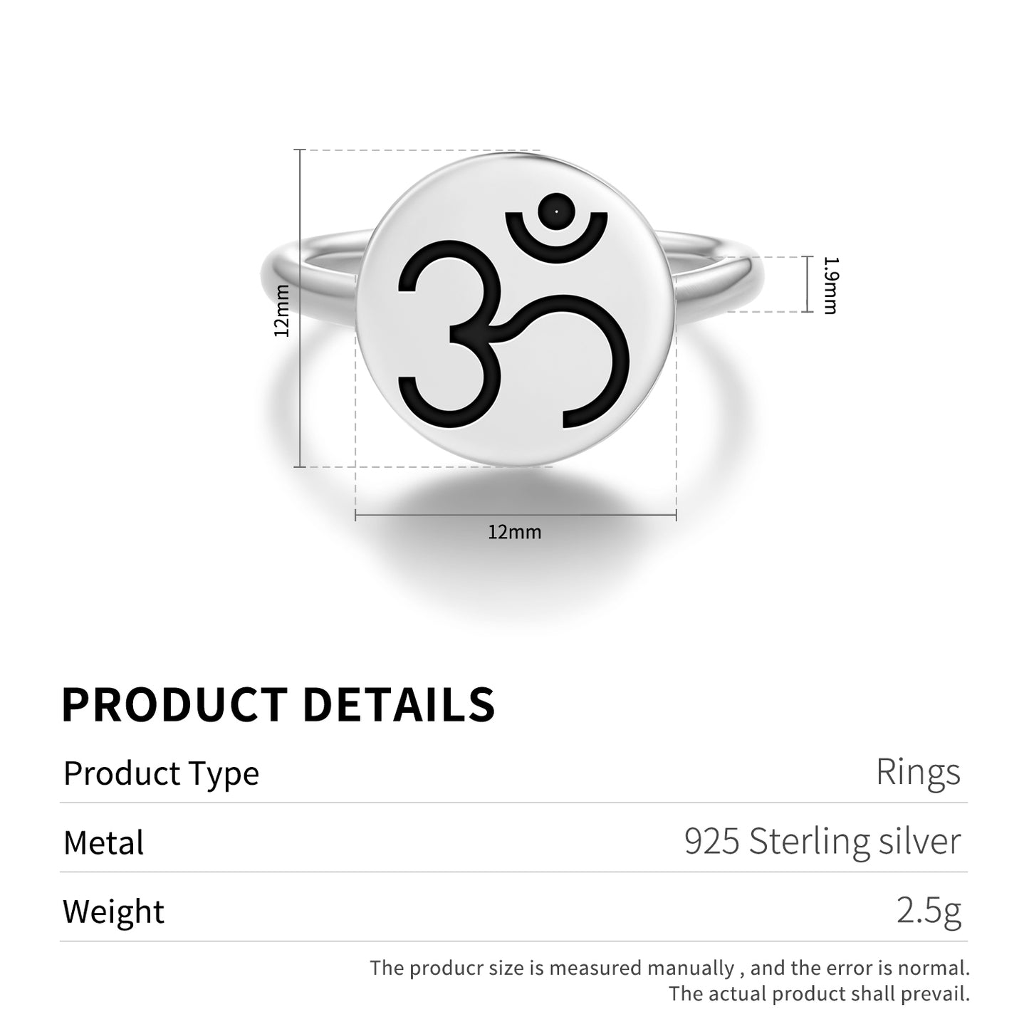 Om – Aum Hindu Symbols Adjustable Open Ring