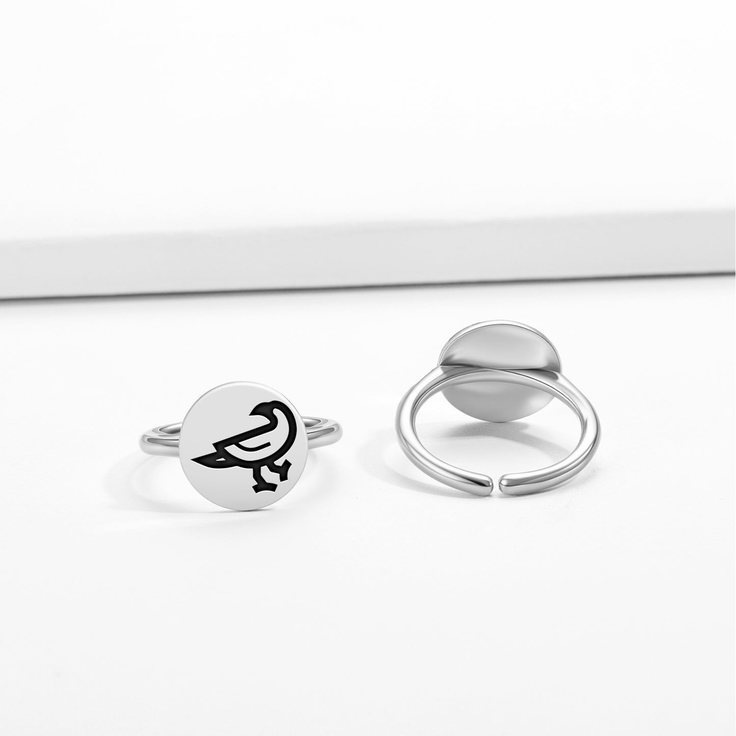 RAVEN Animal Symbols Adjustable Open Ring