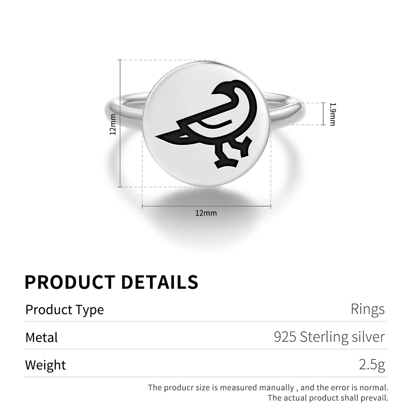 RAVEN Animal Symbols Adjustable Open Ring