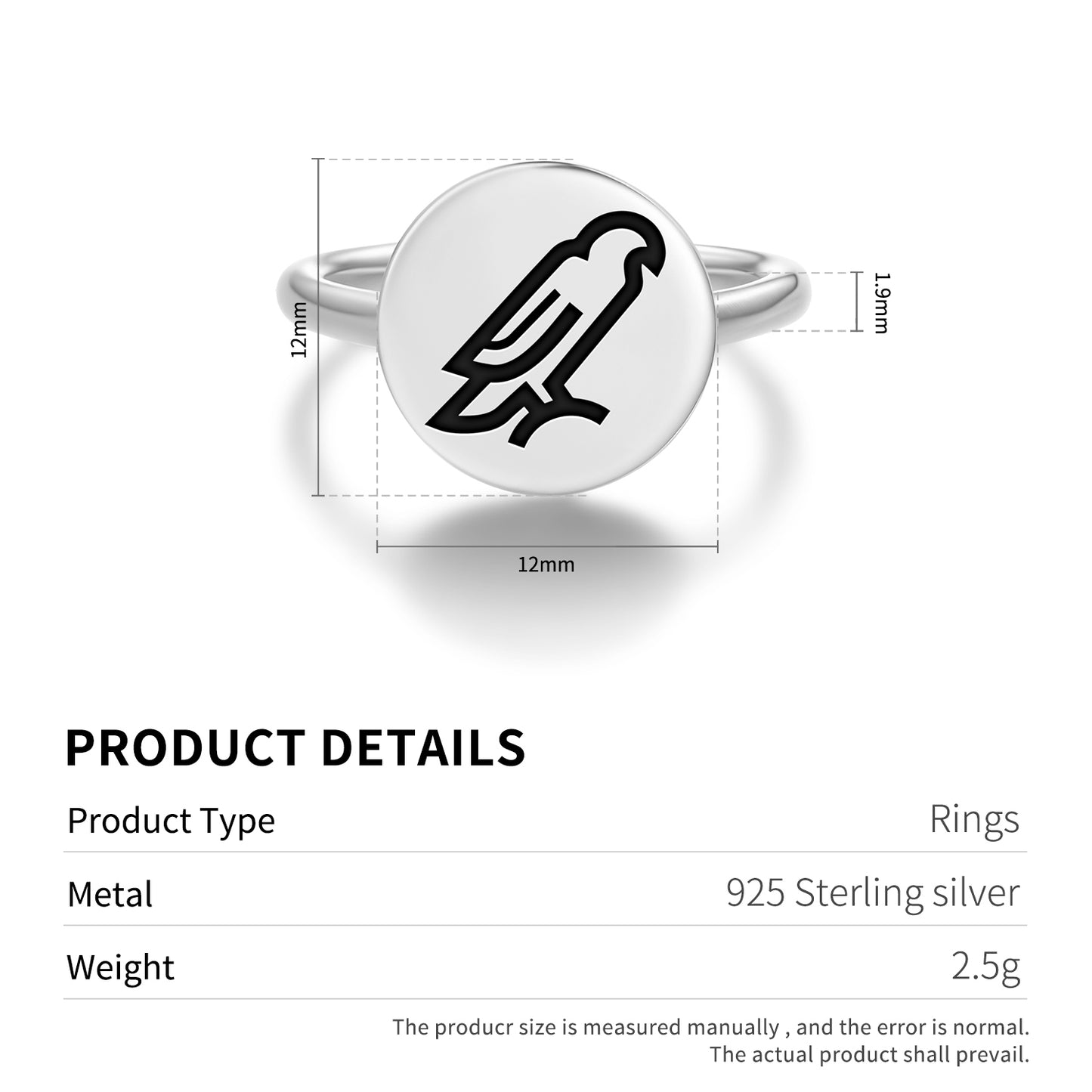 HAWK Animal Symbols Adjustable Open Ring