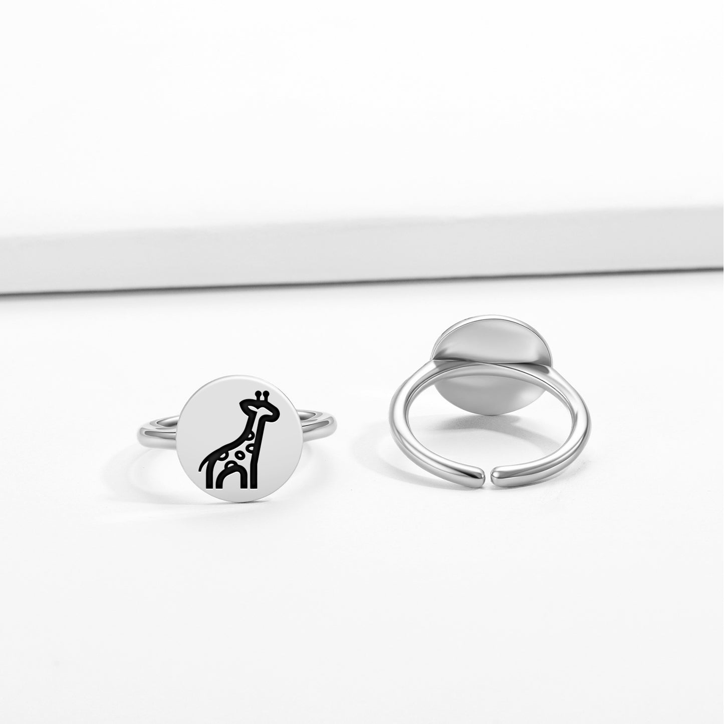 GIRAFFE Animal Symbols Adjustable Open Ring