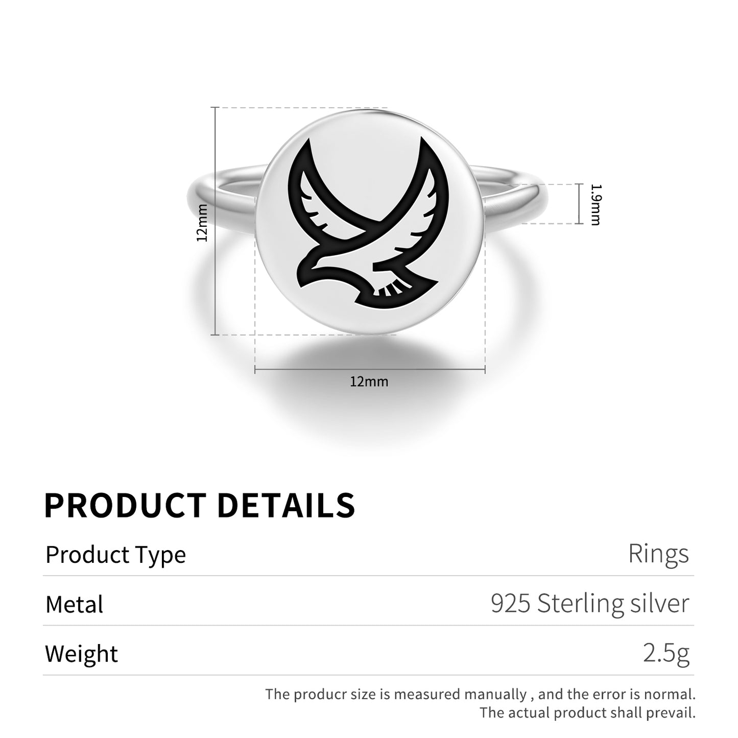 FALCON Animal Symbols Adjustable Open Ring