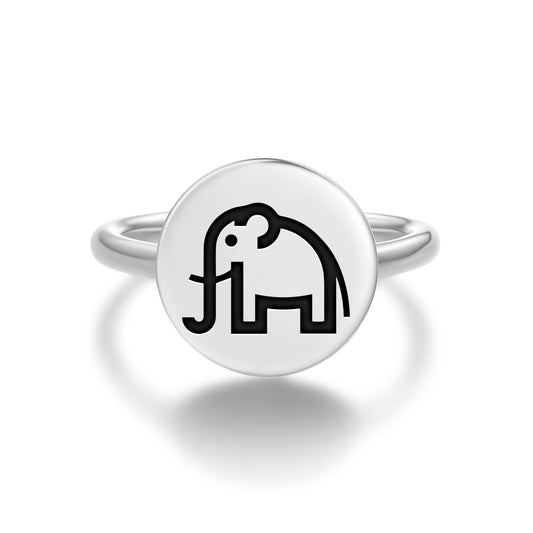 ELEPHANT Animal Symbols Adjustable Open Ring