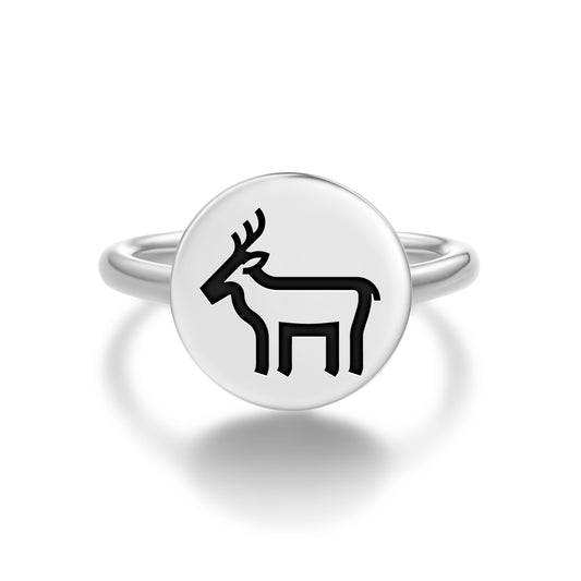 DEER Animal Symbols Adjustable Open Ring