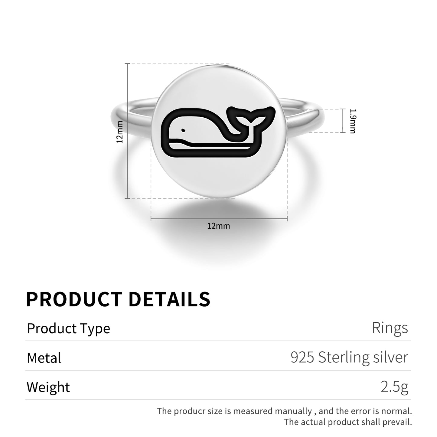 WHALE Animal Symbols Adjustable Open Ring