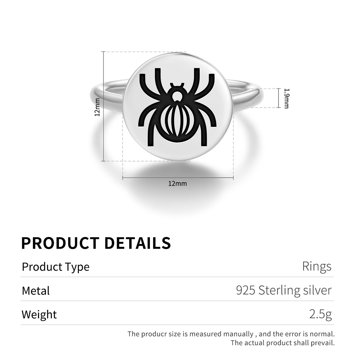 SPIDER Animal Symbols Adjustable Open Ring