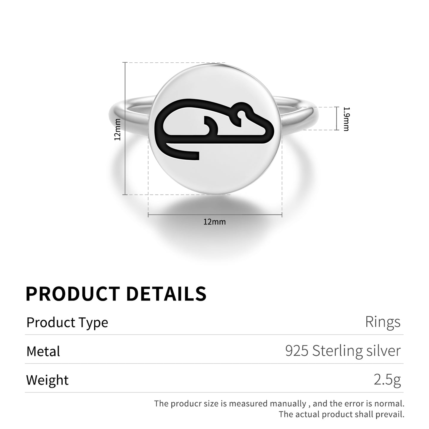 MOUSE Animal Symbols Adjustable Open Ring