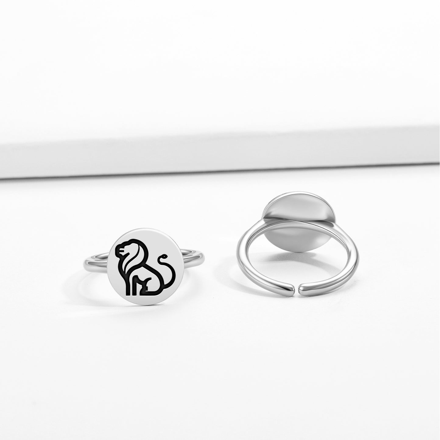 LION Animal Symbols Adjustable Open Ring