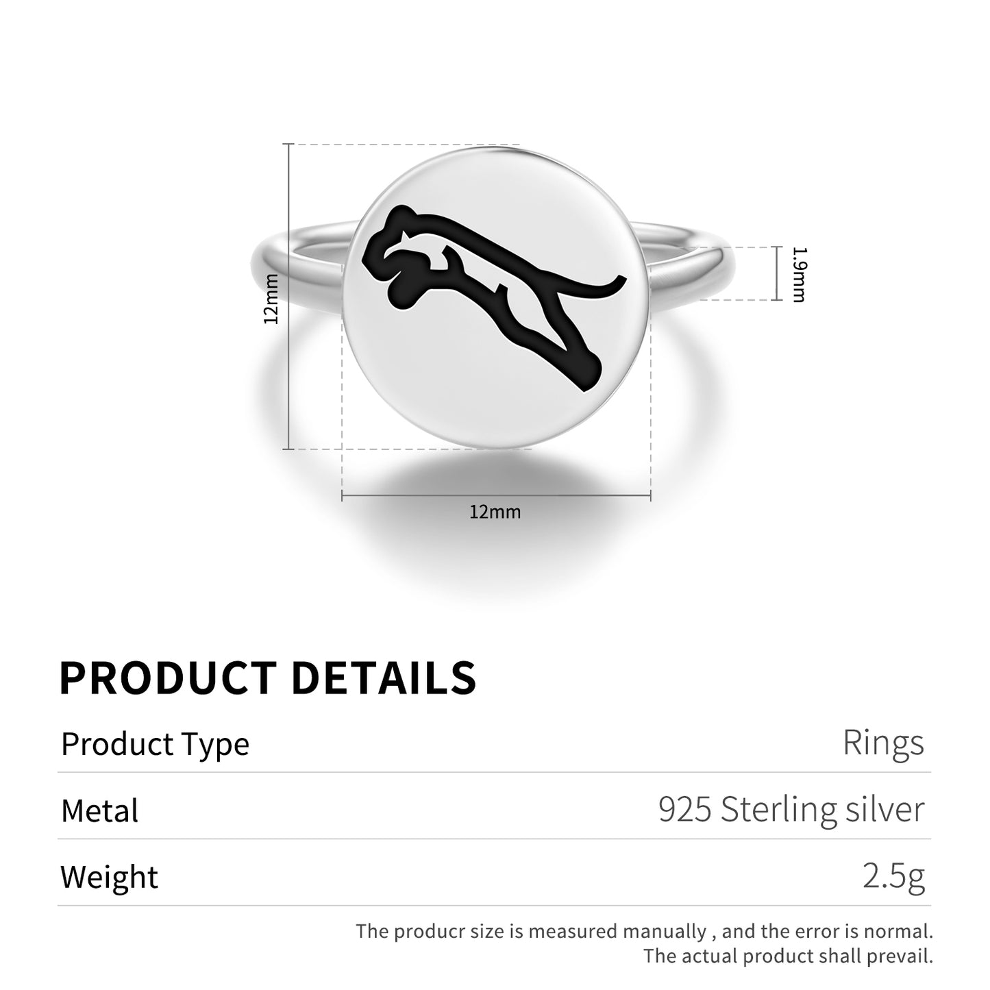 JAGUAR Animal Symbols Adjustable Open Ring