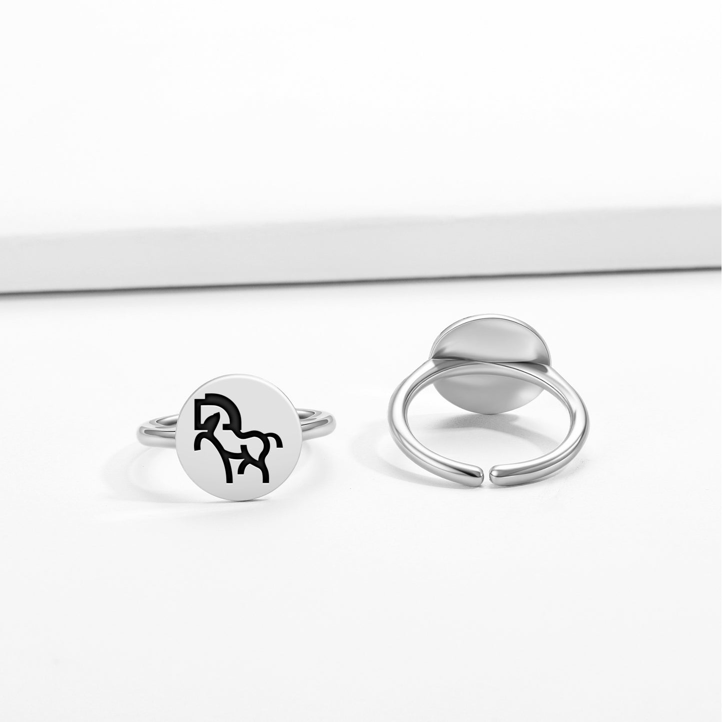 HORSE Animal Symbols Adjustable Open Ring