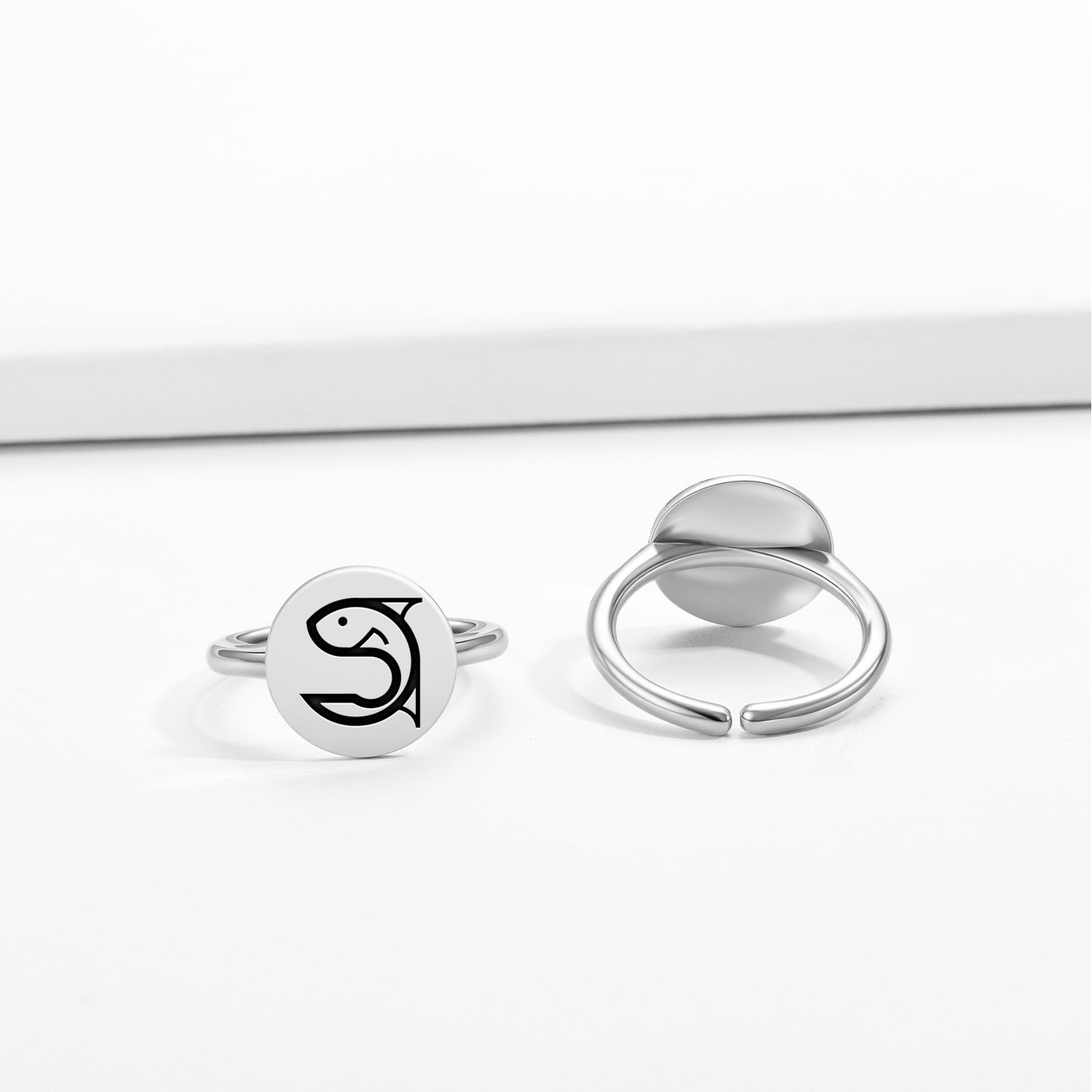 FISH Animal Symbols Adjustable Open Ring