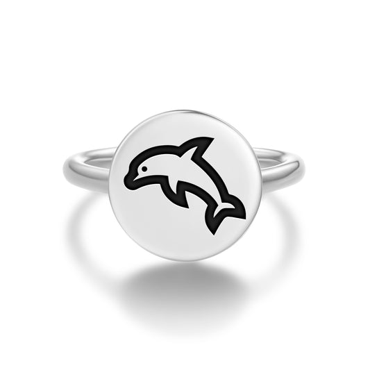 DOLPHIN Animal Symbols Adjustable Open Ring