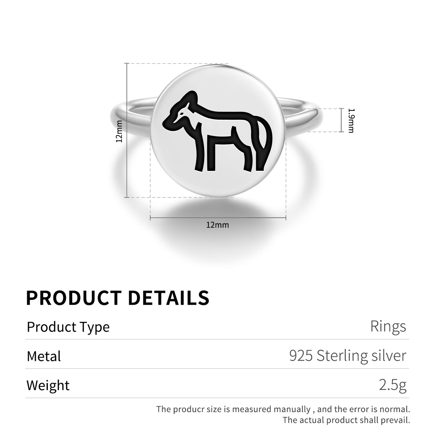 COYOTE Animal Symbols Adjustable Open Ring