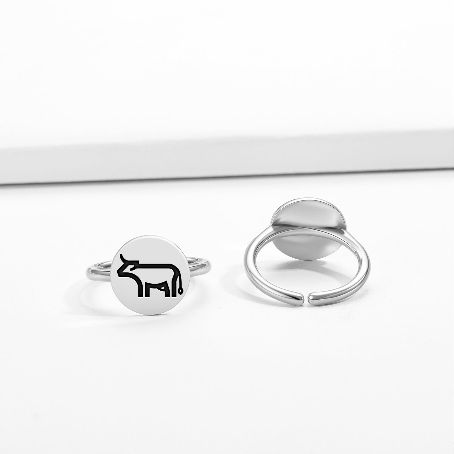 COW Animal Symbols Adjustable Open Ring