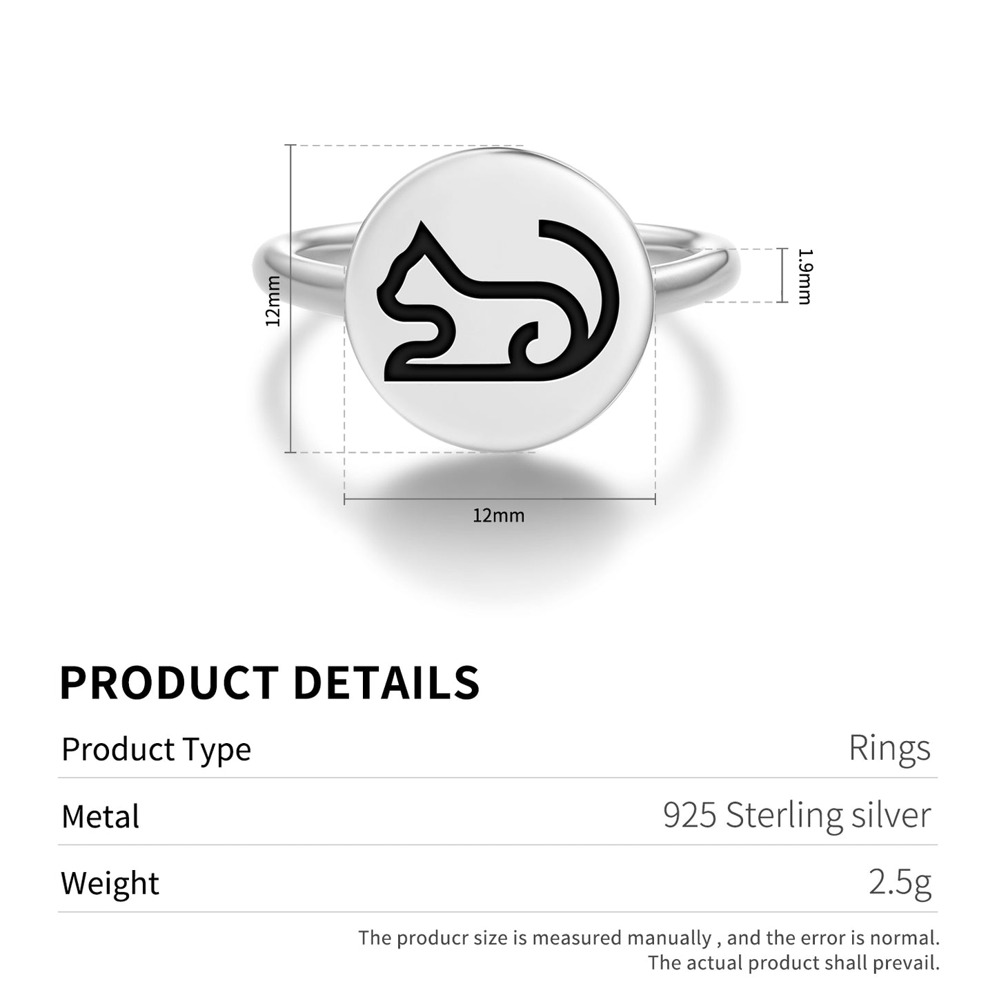 CAT Animal Symbols Adjustable Open Ring