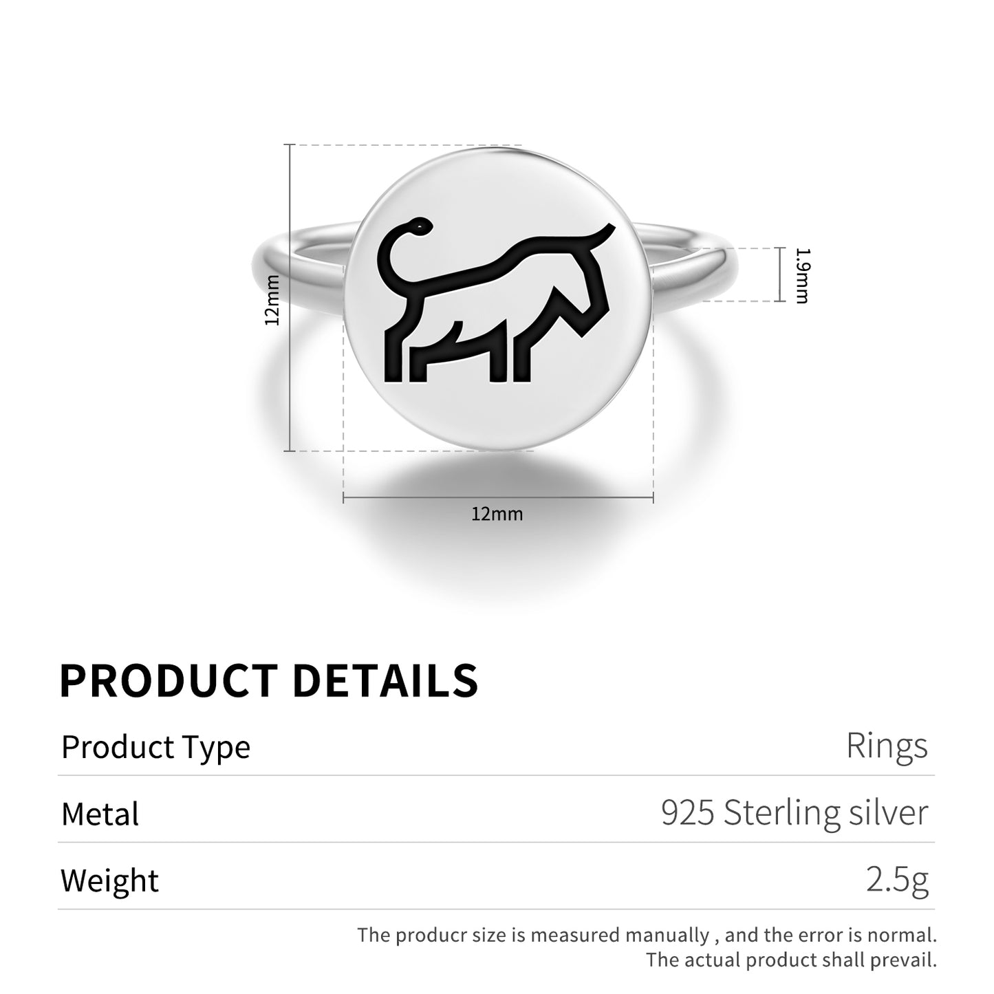 BULL Animal Symbols Adjustable Open Ring