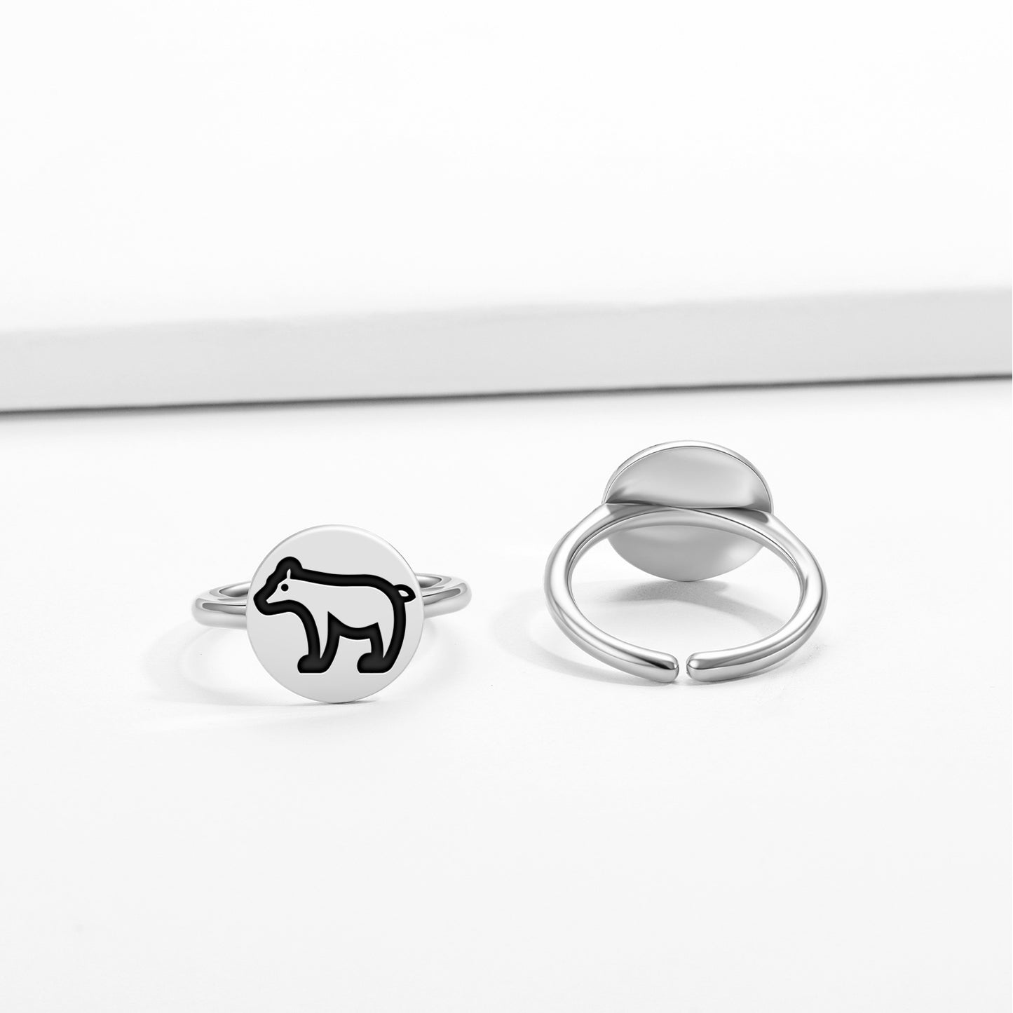 BEAR Animal Symbols Adjustable Open Ring