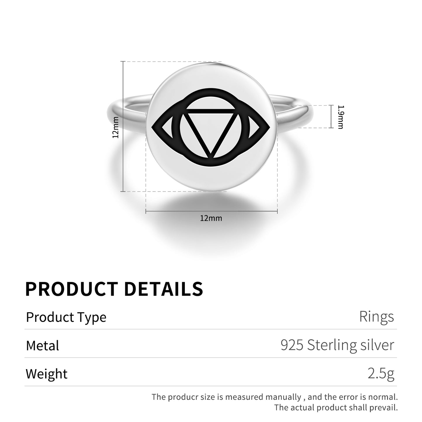 Anja – Third-eye chakra Chakra Symbols Adjustable Open Ring