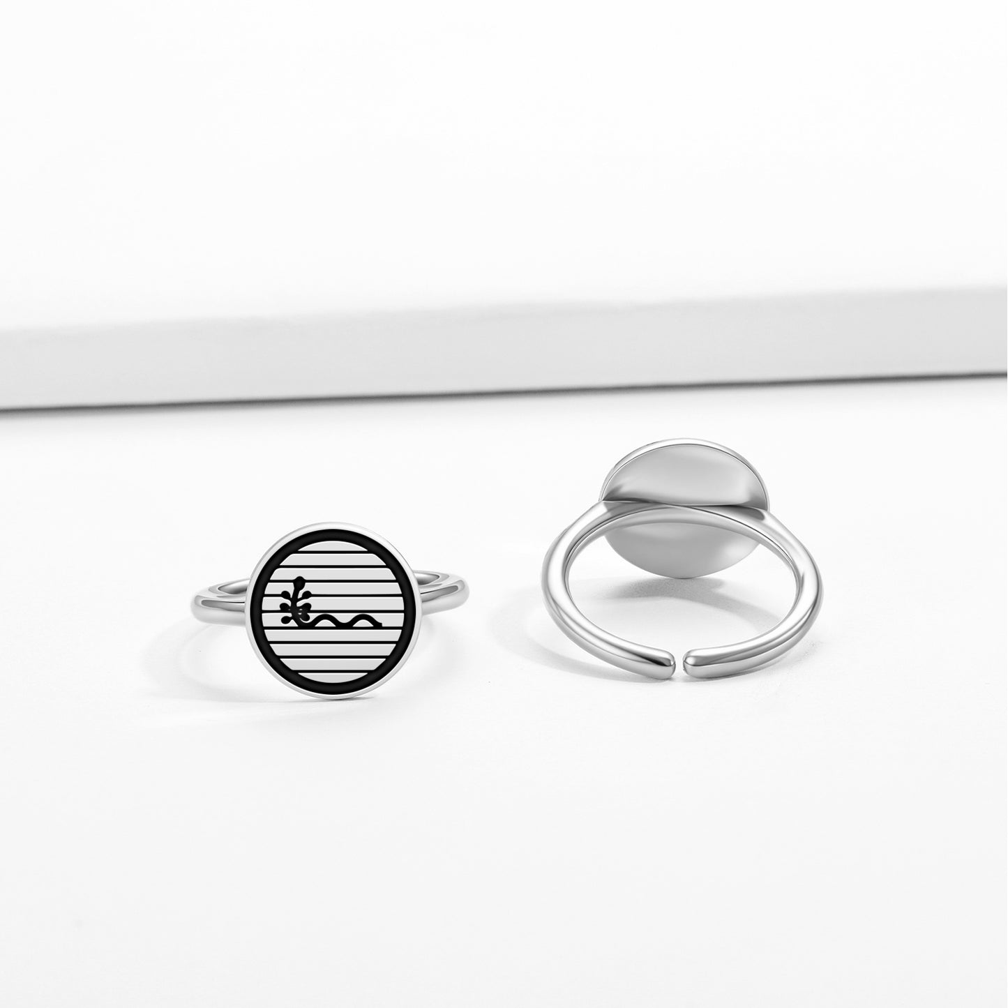 The Universe Mu Lemurian Symbols Adjustable Open Ring