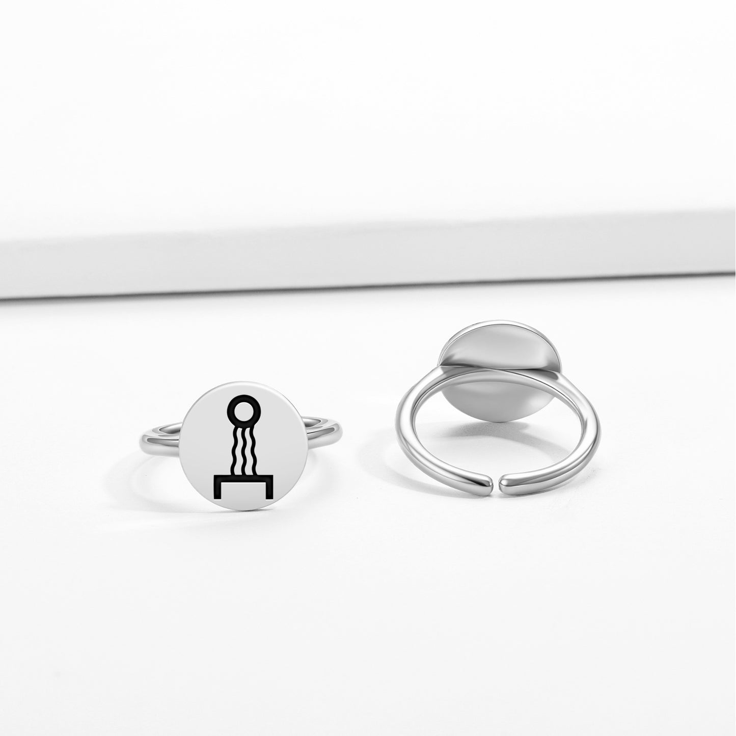 Heat Force Mu Lemurian Symbols Adjustable Open Ring