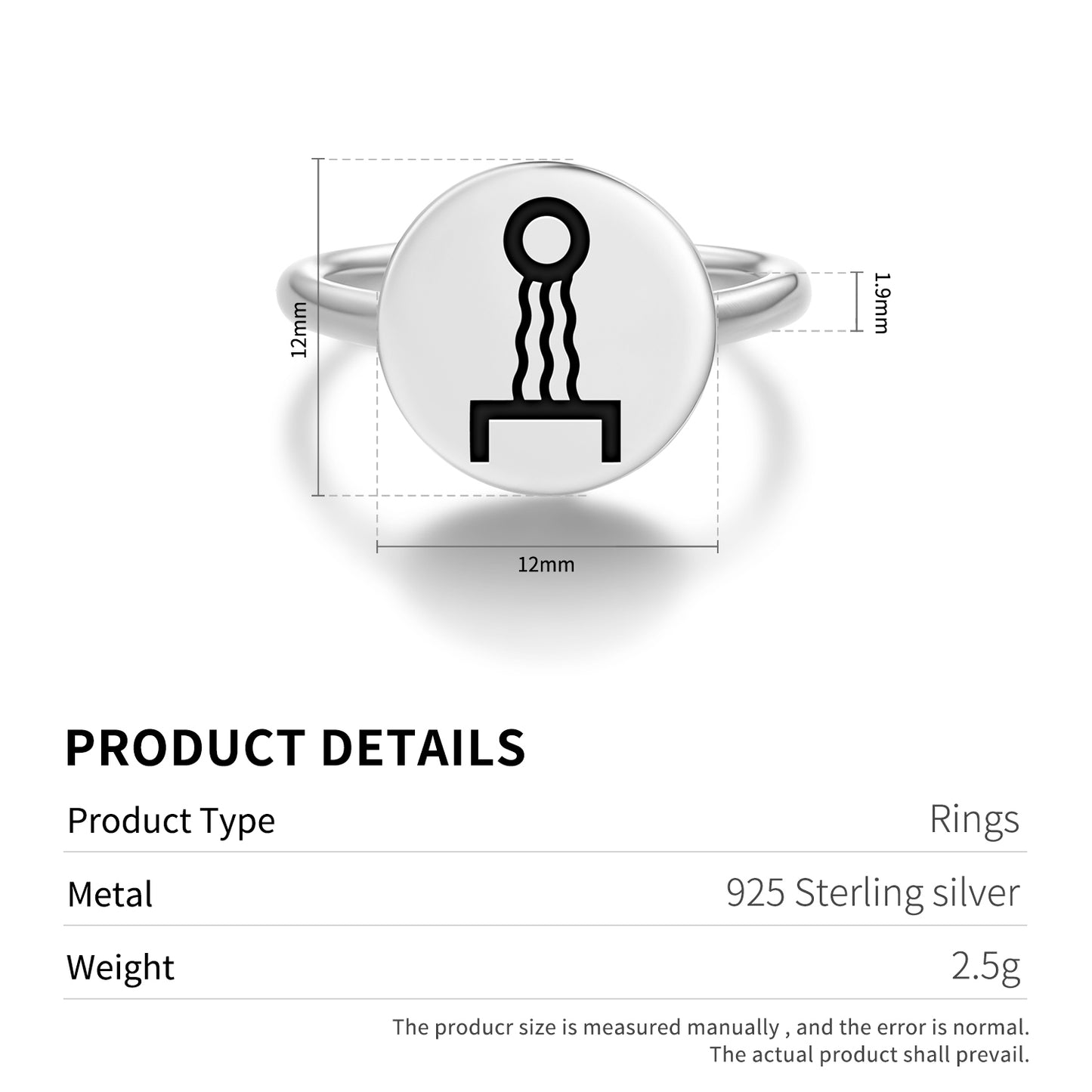 Heat Force Mu Lemurian Symbols Adjustable Open Ring