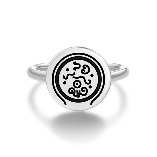 Destruction of Mu Mu Lemurian Symbols Adjustable Open Ring