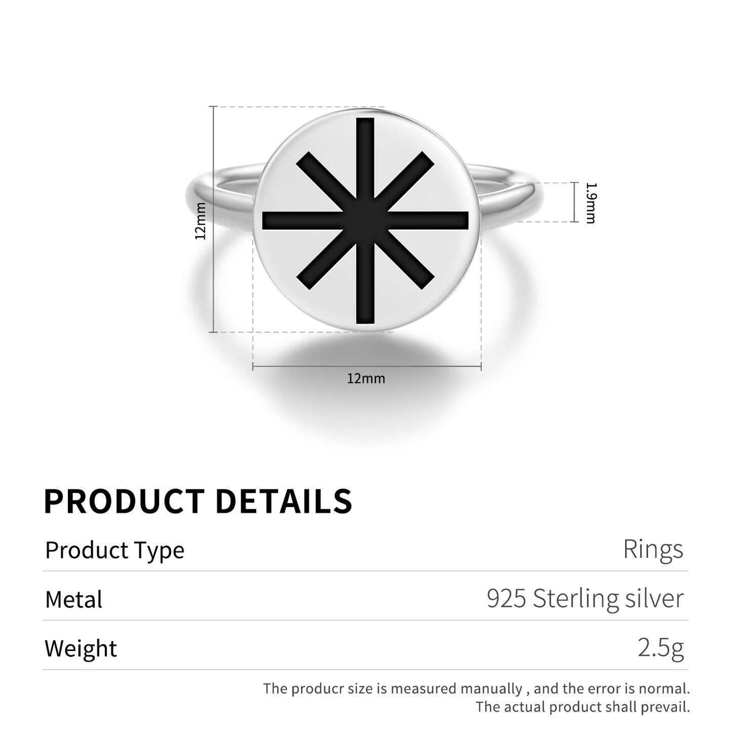 Zvaigzne Latvian Symbols Adjustable Open Ring