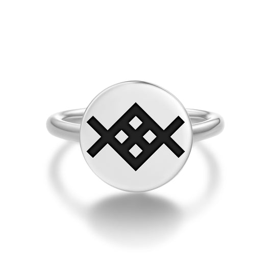 Metenis Latvian Symbols Adjustable Open Ring