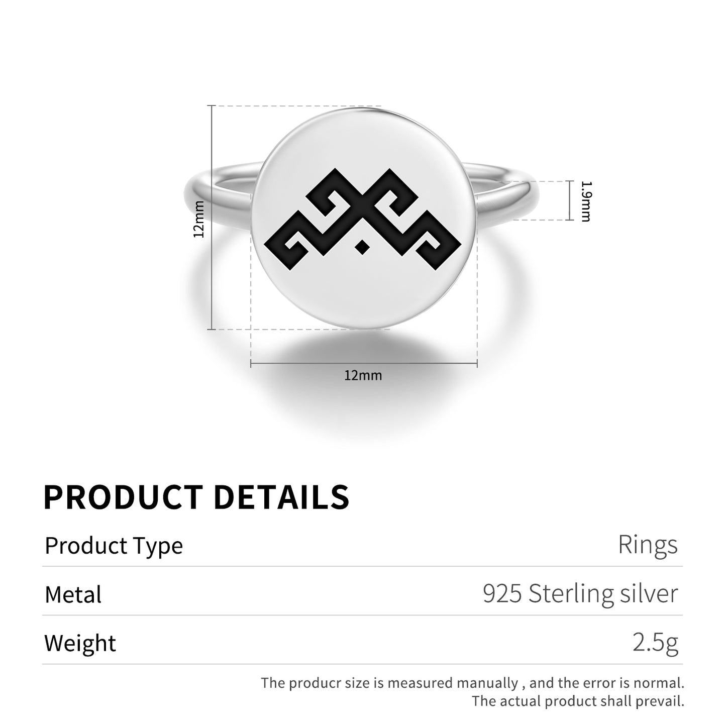 Martina Latvian Symbols Adjustable Open Ring