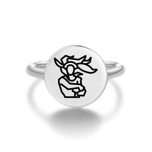 Rapa nui man Easter Island Rapa Nui Symbols Adjustable Open Ring