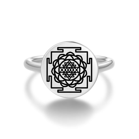 Saraswati Yantra Yantra Symbols Adjustable Open Ring