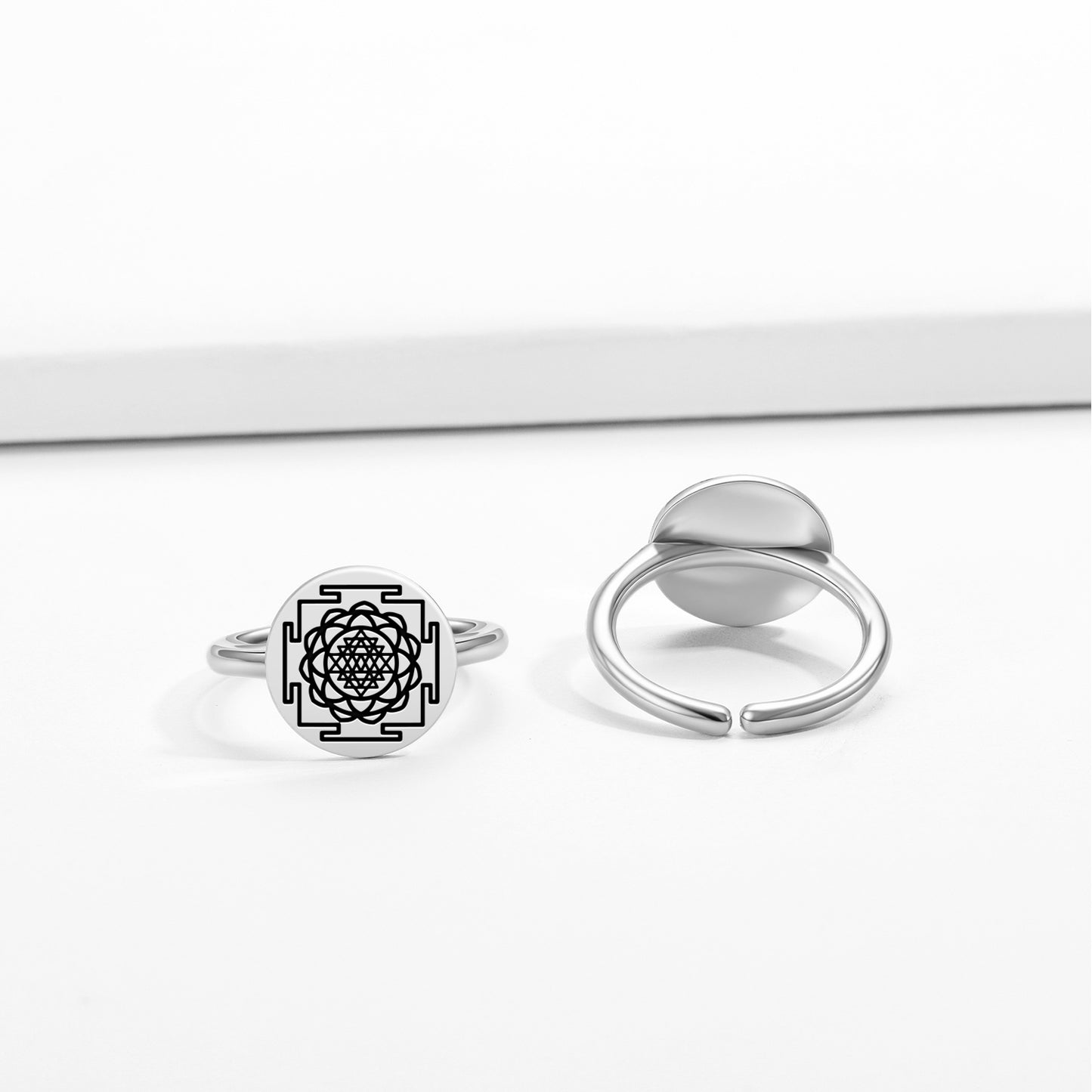 Saraswati Yantra Yantra Symbols Adjustable Open Ring