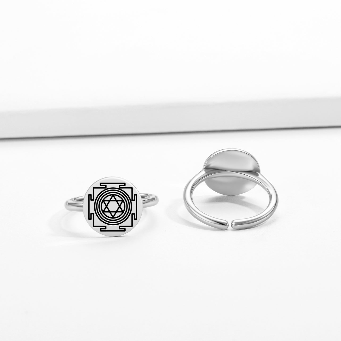 Shani Yantra Yantra Symbols Adjustable Open Ring